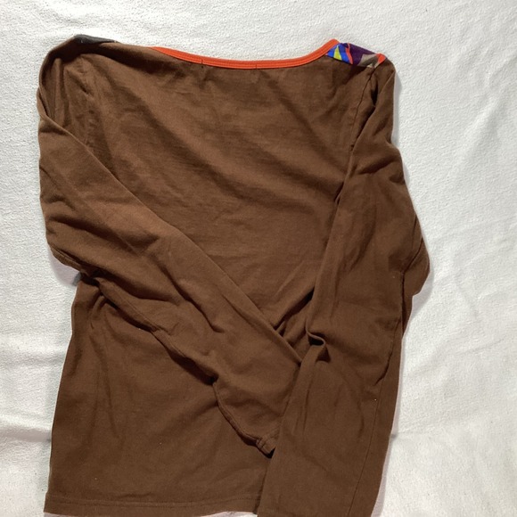 Luna Claire Womens Brown Floral Psychedelic Graphic Long Sleeve Top Small Cotton - Picture 4 of 8